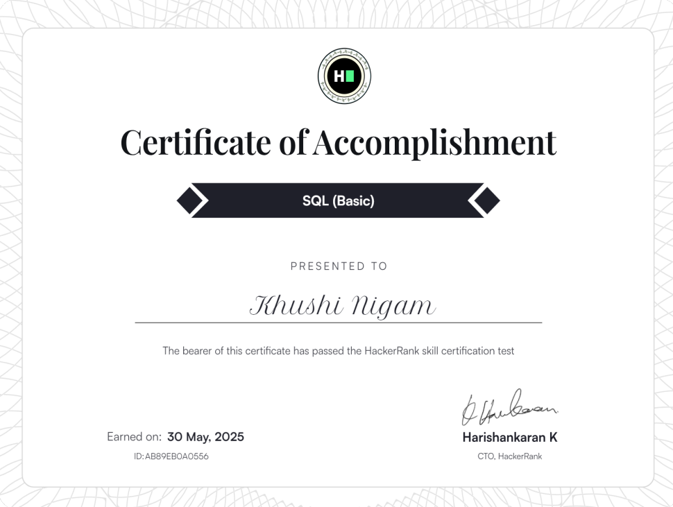 SQL Certificate